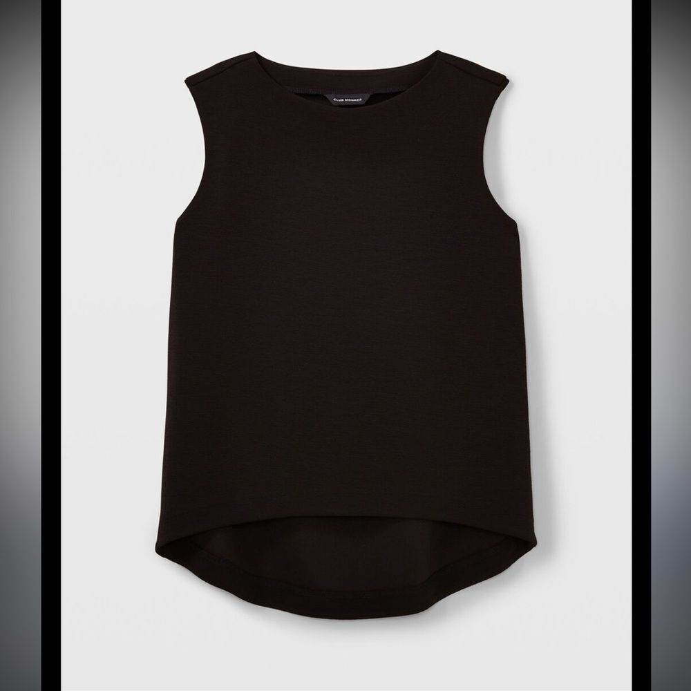 NWT Club Monaco Black Sculptural Top Sleeveless Designer Sz XS